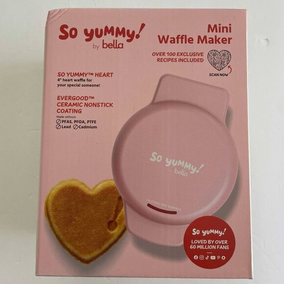 NEW So yummy By Bella Heart Mini Waffle Maker Pink - Picture 3 of 3